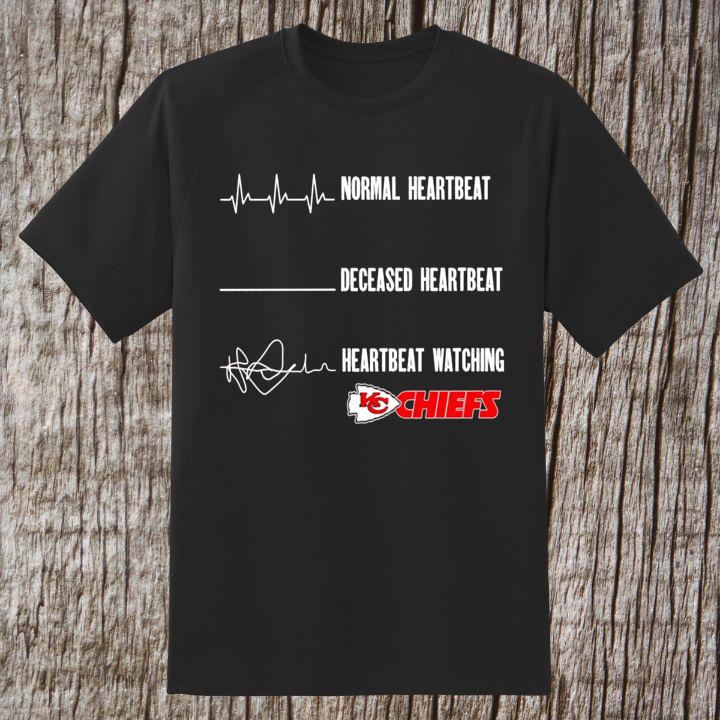 Premium Normal Heartbeat Deceased Heartbeat Watching Kansas City Chiefs Logo Shirt