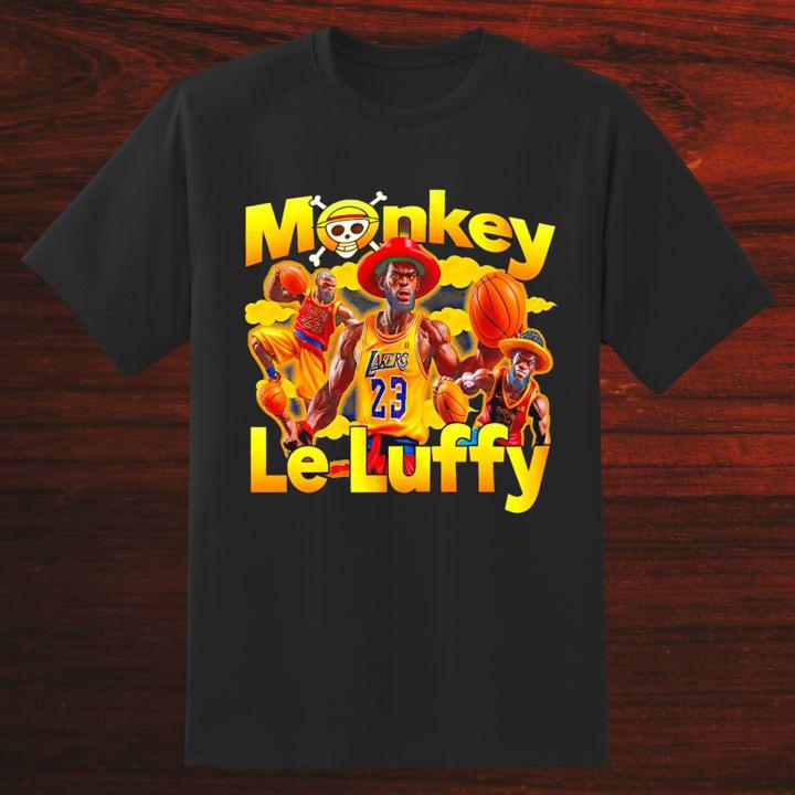 Lebron James Monkey Le Luffy Los Angeles Lakers One Piece Parody T-Shirt