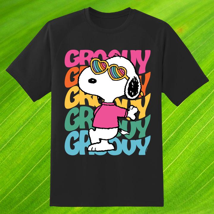 Snoopy Rainbow Groovy Stacked T-Shirt