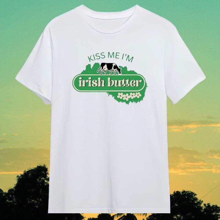 St. Patricks Day Kiss Me Im Irish Butter Cow Funny Lucky T-Shirt