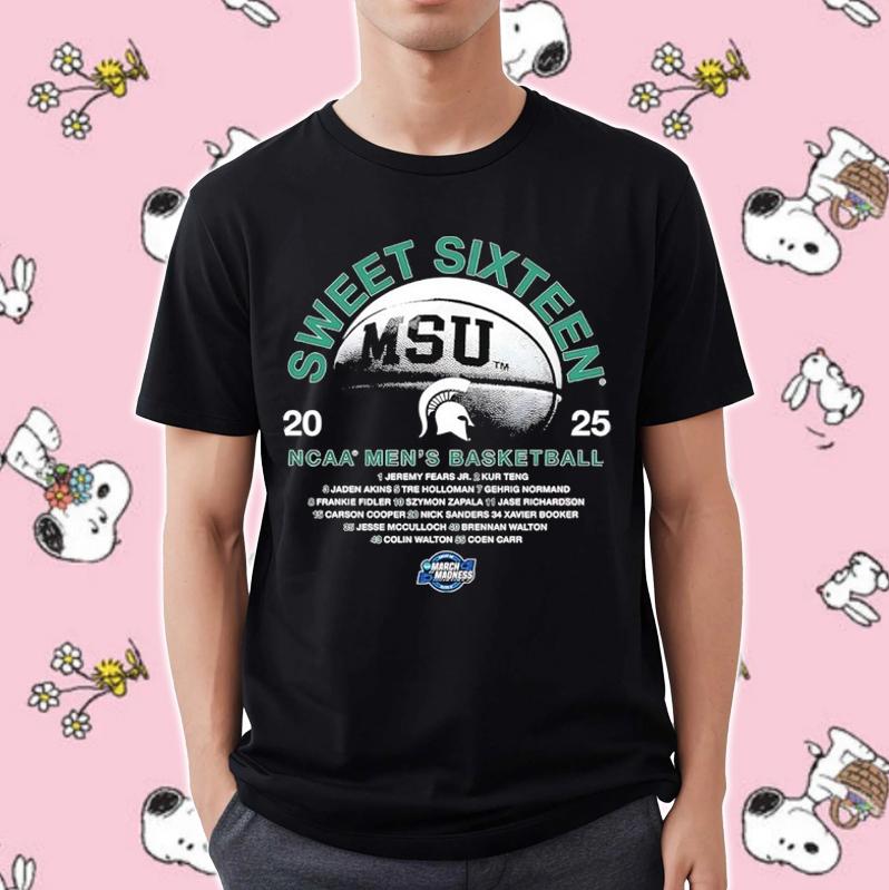 Michigan State Spartans Sweet Sixteen 2025 NCAA Men's Basketball Championship Shirt