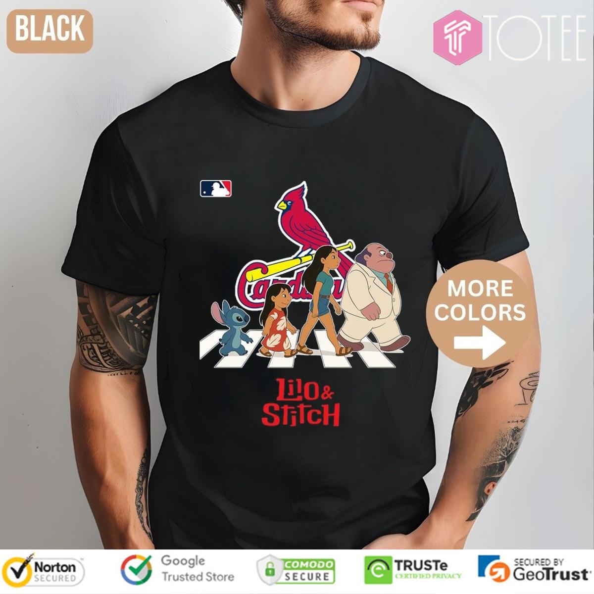 Lilo And Stitch Abbey Road St. Louis Cardinals Baseball T-shirt